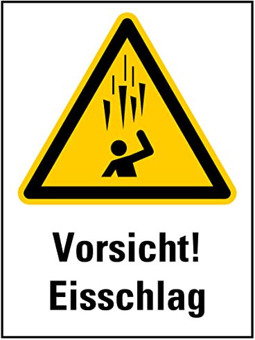 Aufkleber Warnung Vorsicht! Eisschlag Warn Schild Folie ähnl. ISO 7010 | 5-20cm Made in Germany, Größe: 30x40 cm