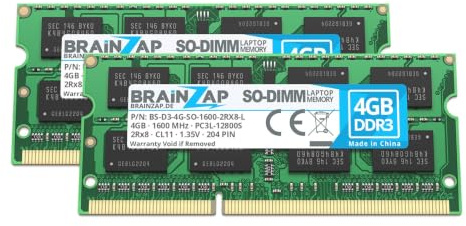 BRAINZAP Memoria RAM SO-DIMM PC3L-12800S 2Rx8 1600 MHz 1.35V CL11 da 8GB (2 x 4GB)