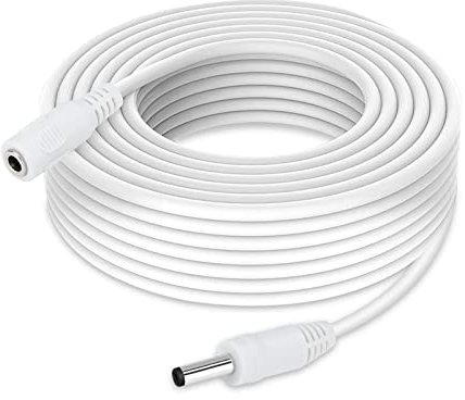 CASPERi 3M/5M/10M CCTV 2.1 x 5.5mm White DC 12V Power Extension Cable Male to Female, Power Supply Adapter Extender Cord for CCTV Security Cameras, DVRs, LED Strips, Routers (10 Meter White)