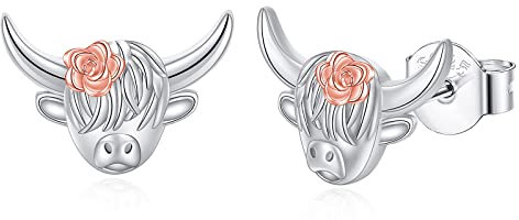 Kuh Geschenke Hochland Kuh Ohrstecker Sterlingsilber Kuh Stier Ohrringe niedliche Tierliebhaber Schmuck Geschenke