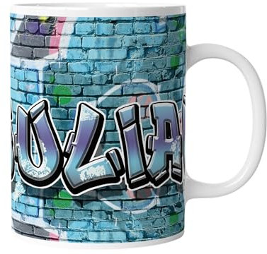 timalo® Tasse Graffiti mit Namen | Gamertasse Kaffeetasse personalisiert mit Wunschname für Gamer Jungen blau | mug-27