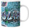 timalo® Tasse Graffiti mit Namen | Gamertasse Kaffeetasse personalisiert mit Wunschname für Gamer Jungen blau | mug-27