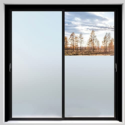 Heavyoff Vinilo Opaco para Ventanas Autoadhesivo, Lamina Vinilo Ventana Estático Anti UV, Vinilo Autoadhesivo Decorativo para Puertas Cristal Bano Cocina, Blanco Mate, 45x200cm