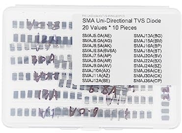 20 Werte * 10 Stück SMA 400W TVS Unidirektionale Oberflächenmontage Schutzdioden Kit