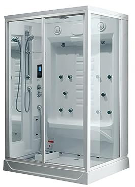 Vente-unique - Cabine de douche intégrale - Hammam ARTHEMIS en acrylique renforcé avec 12 jets de massage et pluie tropicale