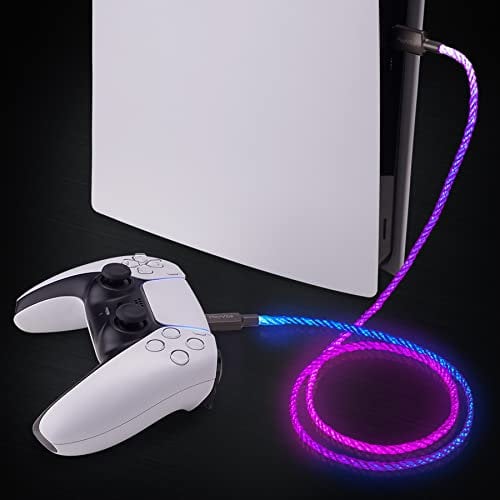 eXtremeRate PlayVital USB C Cable for PS5 Controller, Type C Charging Cable for Xbox Series X/Xbox Elite Series 2/Switch Pro Controller, Charging Cable Data Cable with LED Light for Nintendo Switch