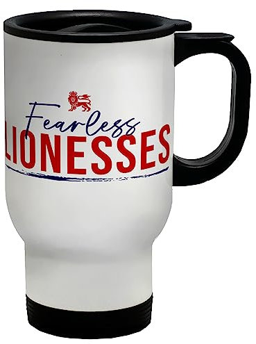 Shopagift England Football Travel Mug Fearless Lionesses Fans Gift Stainless Steel 14oz Cup
