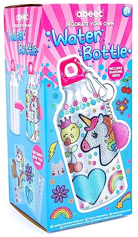 abeec Decorate Your Own Water Bottle Craft Kit - Gifts For Girls - Children's Water Bottle With Glitter Stickers - Arts And Crafts For Kids - Decorate Your Own Water Bottle Kids - Craft Sets For Girls