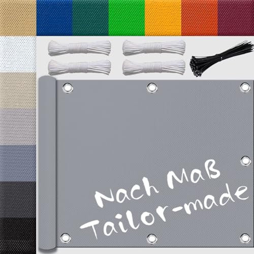 sonnensegel wasserdicht 2.8x0.8m Winterfest Balkon terrasse Windschutz Segeltuch Stoff Sichtblende Balkonstoff für terrassenüberdachung Balkon überdachung Grau