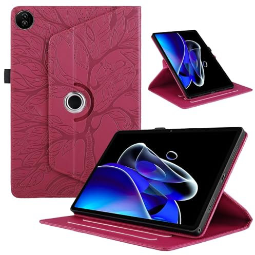 TEDTIKJT Funda para Realme Pad 2 11.5 2023 PU Cuero Flip Cubierta Protectora Case 360°Carcasa Giratoria de ángulo Múltiple Stand Función Cover para Realme Pad 2 11.5, Rojo Árboles
