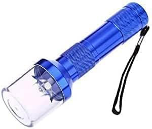 OUTLETISSIMO® Trituradora de tabaco con linterna de color azul, picadora de tabaco de aluminio eléctrico