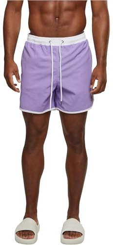 Urban Classics Short de Bain rétro pour Homme, Lavande/Blanc, 4XL