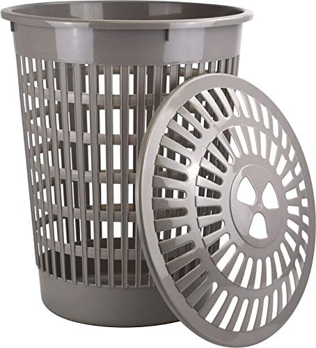 Sterling Ventures Large Round Plastic Laundry Bin Basket with Lid 60L (TALPA)