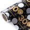 WRAPAHOLIC Geschenkpapier zum 30. Geburtstag, Mini-Rolle, 43,2 cm x 10,2 m, schwarz-goldenes Ballon-Design für Geburtstag, Party, Urlaub
