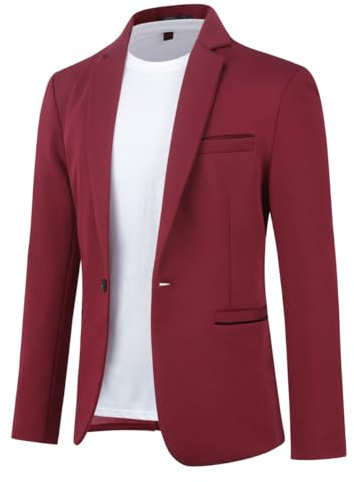Allthemen Blazer Formale Uomo Slim Fit Giacca da Abito Elegante Un Bottone | Risvolto,Tinta Unita,Vera Tasca Sul Petto,Casual Sportivo,Smoking Formale,Tessuto Elastico,2 Tasche,Per Business Matrimoni