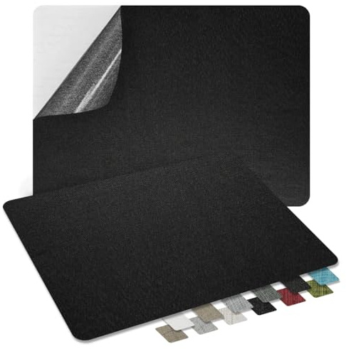 ZESION 2Pcs Self-Adhesive Linen Fabric Patches, Quick Repair for Sofas, Tents, Car Seats/8 x 11, Black