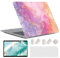 MUSHUI 4 in 1 Case for MacBook Air 13 inch 2020-2018 M1 A2337 A2179 A1932 with Retina Display, Durable Protective Plastic Shell + Keyboard Cover + Protector Screen, Pink Marble 3