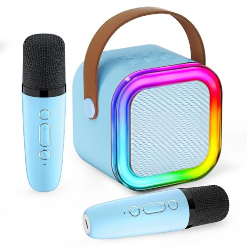 Kids Karaoke Machines with 2 Microphones - Gift for 5 6 7 8 9 10 Year Old Girl Boy Toys Portable Karaoke Birthday Presents Easter Gifts for Kids (C. Blue)