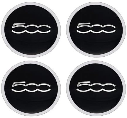 Set di 4 Adesivi Coprimozzi per Fiat 500 Abarth Punto Bravo Stilo Panda 56mm,Adesivo per Pneumatici Badge Trim Styling Accessori,Black