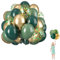 Juego de 60 globos de fiesta de color verde salvia, 12 pulgadas de grosor, color dorado metálico, confeti, verde retro para cumpleaños, caza, camping, decoración de fiesta del bosque de la selva