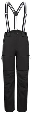 Pioneer Camp Herren Skihose Gefüttert mit Hosenträger Ski Hosen Schneehose Snowboardhose Outdoorhose Schwarz mit Recco XXL