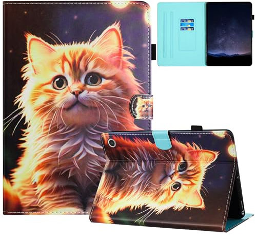 XFDSFDL® Protective Cover for Amazon Fire Max 11 2023 13th Gen (11 Inch) PU Leather Flip Case Golden Cat Pattern with Stand Wallet Holster Auto Wake/Sleep Device Shell 04