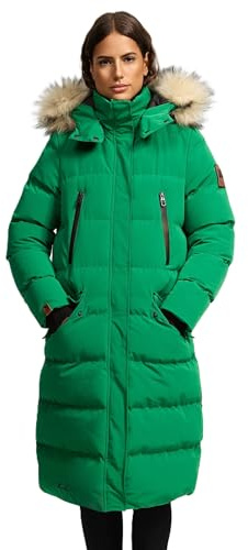 MARIKOO lange Damen Winterjacke warmer Parka gesteppt mit Kapuze B890