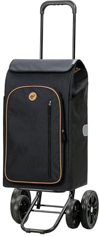 Andersen Einkaufstrolley - klappbar - 61 Liter - 4 Räder - mit Kühlfach | höhenverstellbar - belastbar 50 kg - Stahlgestell - Trolley - Quattro Shopper Folke schwarz