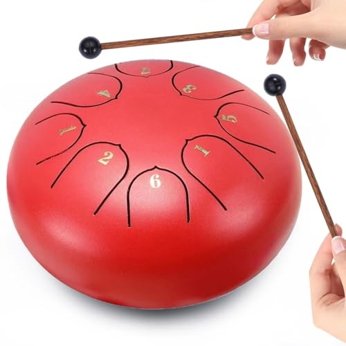 Regentrommel für den Garten,Zungentrommel Wasserdicht, Handpan Instrument Stahlzungentrommel,6'' 8 Noten musikinstrumente Garteninstrument trommel