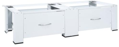 vidaXL Waschmaschinen-Untergestell 2er mit Schubladen Weiß, Waschmaschinensockel, Waschmaschinenständer, Waschmaschinen-Sockel, Waschmaschinengestell