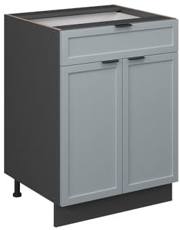 Vicco Kitchen base cabinet Fame-Line, Light blue-grey, 60 cm with drawer, without worktop