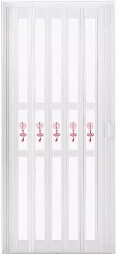 Porta Pieghevole a Fisarmonica da 60 cm a 160 cm X 200 cm Pannello divisorio per stanze in PVC Bianco e Acrilico Porta Scorrevole Magnetica/cancello divisorio temporaneo per Camper Bagno