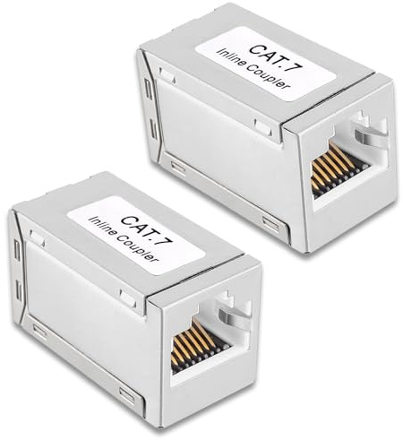 HUAREW RJ45 Kupplung Cat7, Lan Kabel Verlängerung, Patchkabel Adapter, Netzwerkkabel Verbinder, Ethernet Kabel Patchkabel für Cat7 Cat6A Cat6 Cat5 Cat5e 2 Stück