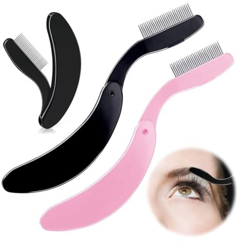 Lot de 2 mini peignes à cils pliables en acier inoxydable, brosse de maquillage pour sourcils, brosse de séparation des cils, outils de beauté