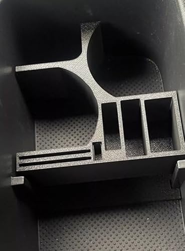 Cup Holder Insert Divider for Skoda Kodiaq or Karoq Car Vehicle 2 Large Cups and Storage - Black