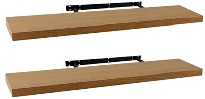 Set de 2 estantes de pared flotantes color roble de 100x23,5x3,8 cm