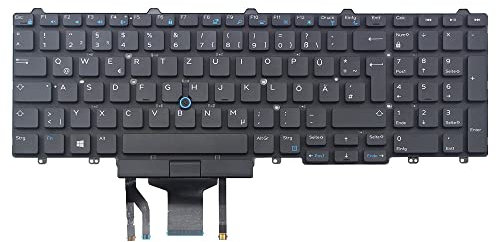 RTDPART Laptop-Tastatur für Dell Latitude 5580, 5590, 5591, E5550, 5550, E5570, Precision 3510, 3520, 3530, 7510, 7520, 7710, 7720, M3510 (02R2P6, 2R2P6, Deutsch GR, Hintergrundbeleuchtung & Zeiger)