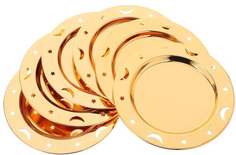 LIGIGWASH 6 Piezas bandeja platos de metal para comer platos de bistec Aleación de zinc Golden