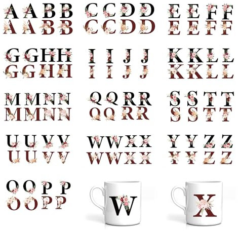 UV DTF Cup Wrap Sticker - 13 Sheet Letters Rub On Transfers Decal Alphabet Flowers Wateproof Design Stickers Decals for 16 Oz Glass Cups Water Bottle Furniture Wood Creative Crafts Gift Home Decor
