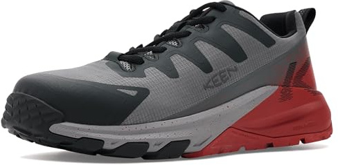 KEEN Utility Men's Targhee Blur Composite Toe Low Height Breathable Lightweight Work Shoes, Steel Grey/Black, 14 D