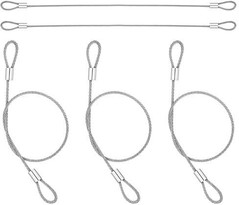 5PACK Luggage Lock Safety Cable, Safety Cable Lock Stainless Steel 2mm Dia Security Wire Rope with Double Loop 12 inch Length for U-Lock, Padlock, Disc Locks, Luggage, Outdoor, Clothesline