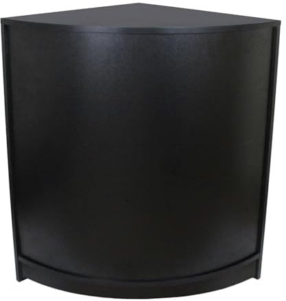 Shop Corner Counter Black CM60 Retail Storage Unit Modular Curved Display Showcase Cabinet Reception Clothing Jewellery Store 2 Internal Shelves Open Back 60cm x 90cm x 60cm MDF Melamine