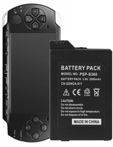 Battery Replacement for Sony PSP 2000/PSP 3000, 2000mAh | 3.6V Li-ion Inner Battery, for PSP 2000 Series and PSP 3000 Series