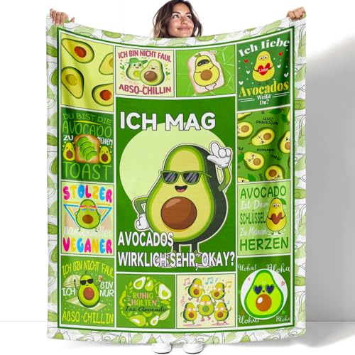 YISUMEI Avocado Kuscheldecke 125x150cm, Lustige Zitate über Obst für Vegetarismus Avocado Decke, Kinder Weich Flauschig Fleecedecke, Geschenke für Mädchen Jungen, Grün