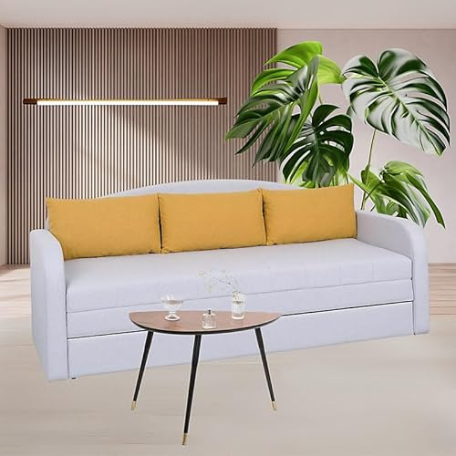 Agritrade AK TENUS II Sofa Bed Comfortable Upholstered Bed with Storage Pull Out Sleep Function - Light Grey and Yellow