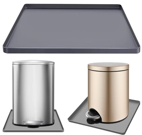 Trash Can Mat 23.6x15.7 Garbage Can Mat with Raised Edge, Non-Slip Recycle Bins Pad Under Trash Bin Mat Waterproof Floor Protector, Large Silicone Mat for Opening Cans, Kitchen, Fridge, Washer