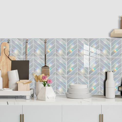 Klebefliesen Grau Farbe Mosaikfliesen Pvc Fliesenaufkleber Boden Klebefliesen Küche Bad Fliesensticker Wasserdicht Fliesenaufkleber Selbstklebende Fliesen Folie Tile Sticker 25x30cm/20 Pcs