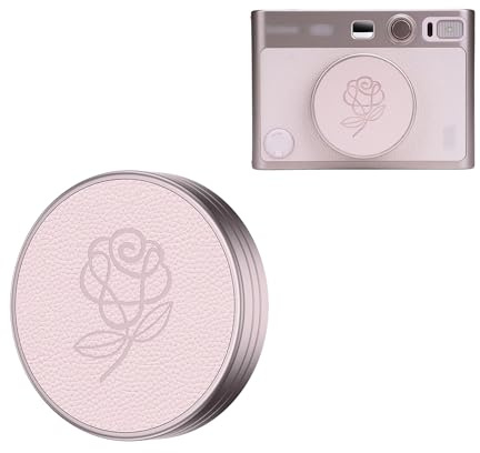 JJC Objektivdeckel mit Blitzschuhabdeckung für Fuji Insta. Mini EVO, Rosa | Mini EVO Zubehör Aluminiumlegierung Objektivschutz Kappe mit Lederoberfläche & Weicher Eva-Innenseite