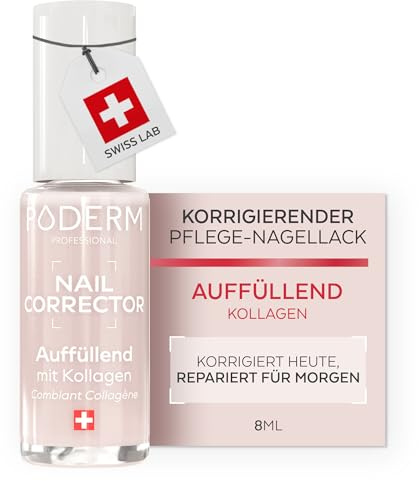 PODERM Nail Care Polish Corrector & Perfector – Collagen | Smooths, Blurs & Fills Ridges with Natural Gel Finish – 8 ml | Nail Protected and More Even | Developed by a Podiatrist in Switzerland