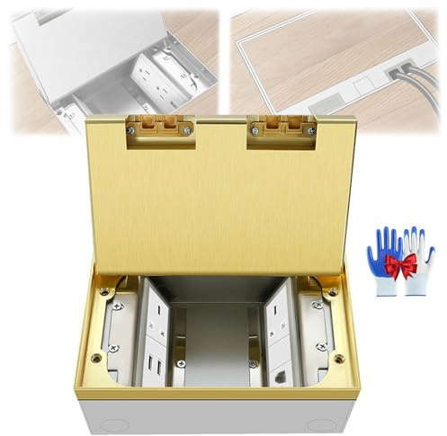 Prise De Sol Encastrée En Acier Inoxydable, Prise Electrique Encastrable Standard/Rj45/USB, Prise Etanche Encastrable Pour La Maison Le Bureau Hôtel(Gold,2*Standard+Rj45+2*USB)